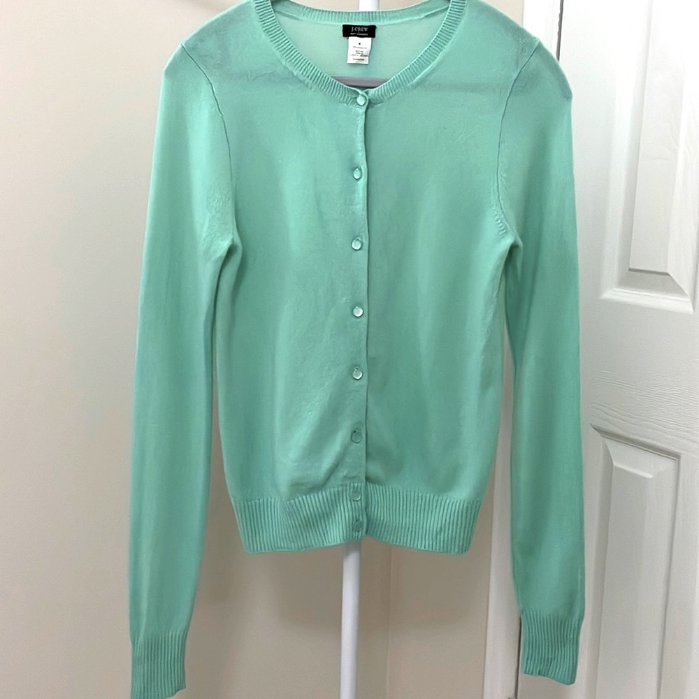 J Crew Cashmere Mint Cardigan size M